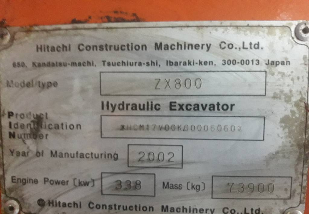 Lease a Hitachi ZX 800 (5100HRS ONLY)  Hitachi ZX 800 (5100HRS ONLY): picture 47