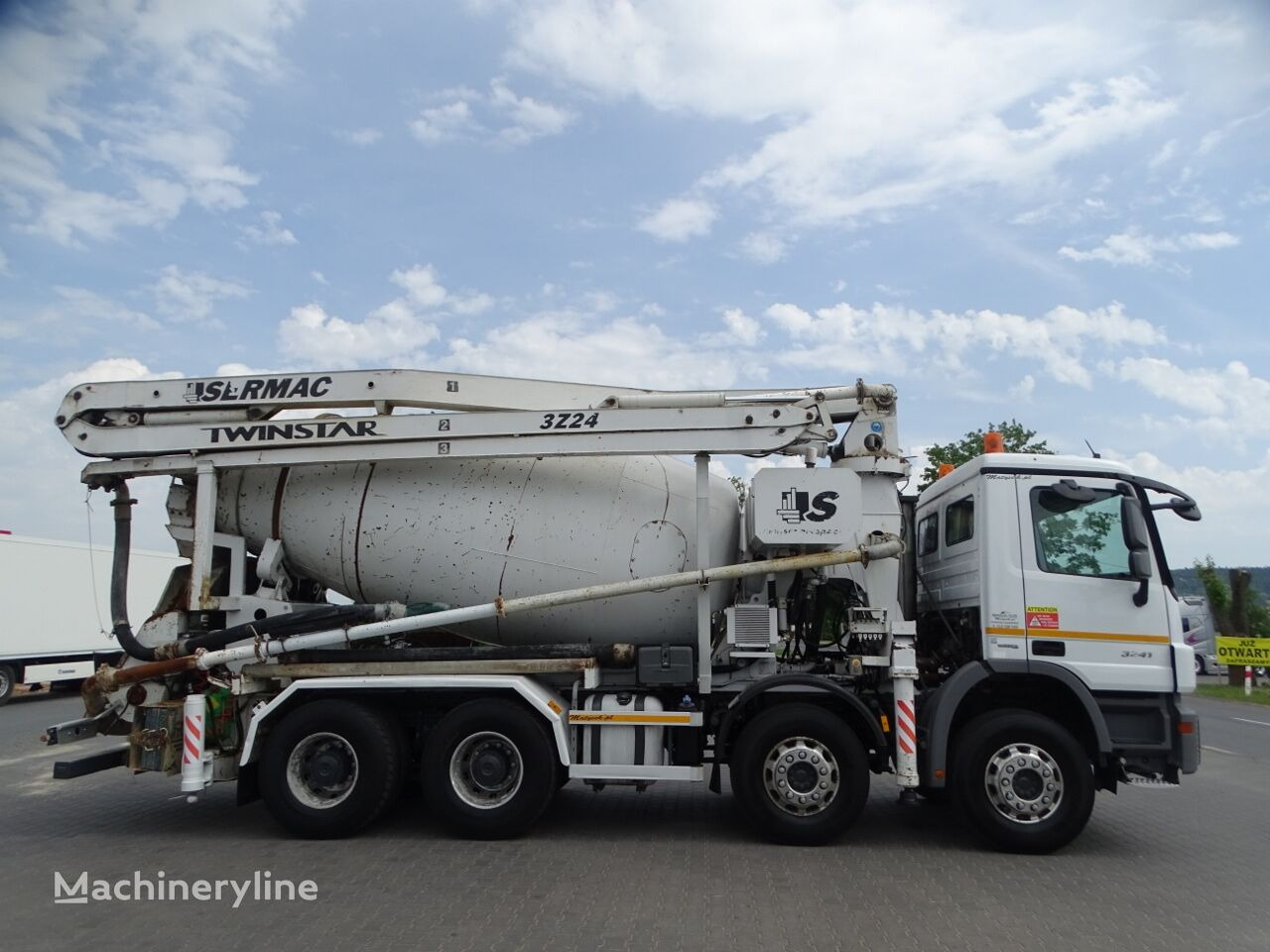 Concrete mixer truck Mercedes-Benz ACTROS 3241 / CEMENTMIXER + PUMP SERMAC 3Z24 - 24 M / EURO 5 / R: picture 6