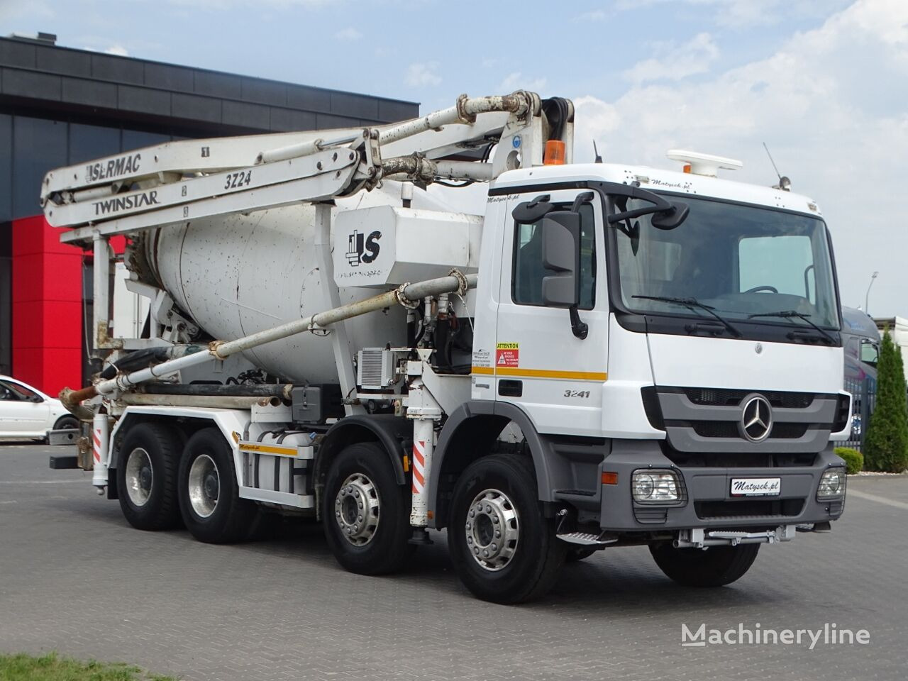 Concrete mixer truck Mercedes-Benz ACTROS 3241 / CEMENTMIXER + PUMP SERMAC 3Z24 - 24 M / EURO 5 / R: picture 8