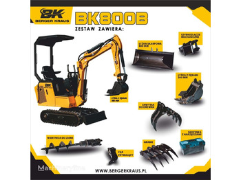 Berger Kraus Mini Excavator BK800B with FULL equipment - Mini excavator