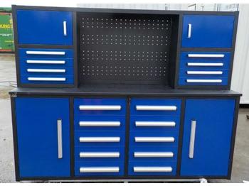 Construction equipment Unused 7ft Work Bench/Tool Cabinet, 2 Doors, 18 Drawers (Blue): picture 1