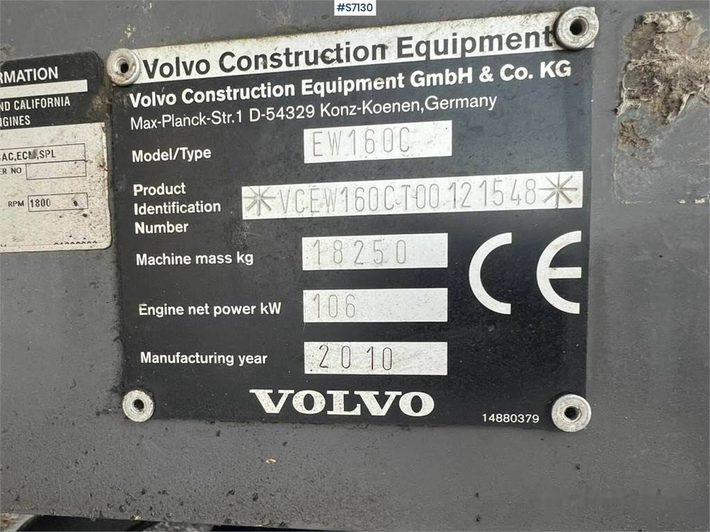 Wheel excavator Volvo EW160 C: picture 22