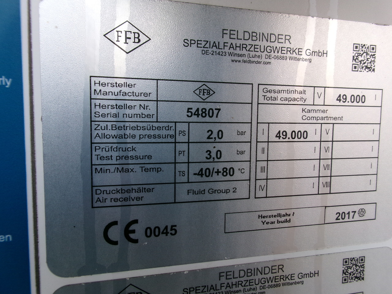 Tank semi-trailer for transportation of flour Feldbinder Powder tank alu alu 49 m3 / 1 comp: picture 29