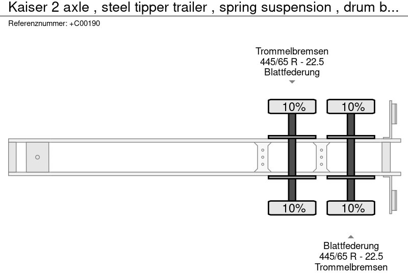 Tipper semi-trailer Kaiser 2 axle , steel tipper trailer , spring suspension , drum brakes: picture 12