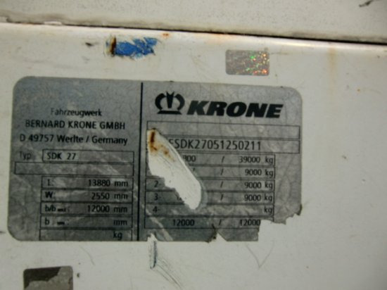 Closed box semi-trailer Krone 3-achs Kofferauflieger  SDK 27 Zurrschienen: picture 7