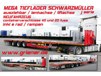 New Dropside/ Flatbed semi-trailer Schwarzmüller J SERIE / MEGA TIEFLADER AZB LENKACHSE LIFTACHSE: picture 1