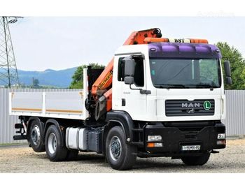 Dropside/ Flatbed truck, Crane truck MAN TGA 26.430: picture 1
