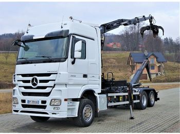 Hook lift truck, Crane truck Mercedes-Benz Actros 2548 Abrollkipper 5,30m + Kran/Funk * 6x2: picture 1