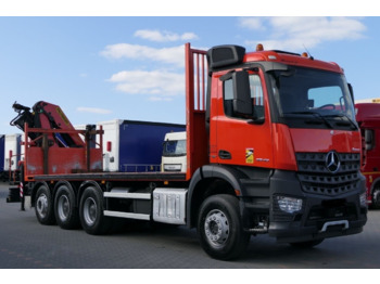 Dropside/ Flatbed truck, Crane truck Mercedes-Benz Arocs 3240 Crane truck PALFINGER PK 22002 8x4: picture 3