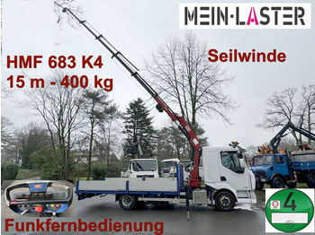 Renault Midlum 220 HMF 683 K4 15m-400 Kg Funk Seilwinde  - Crane truck, Dropside/ Flatbed truck: picture 1