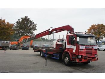 Dropside/ Flatbed truck Scania 93-220 Oprijwagen + Crane: picture 1