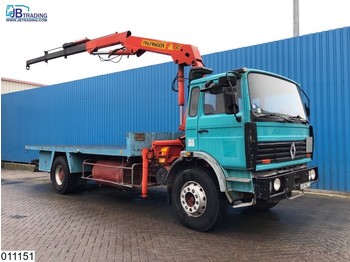 Dropside/ Flatbed truck Renault G 280 Palfinger crane, Manual, Steel suspension, Hub red: picture 1