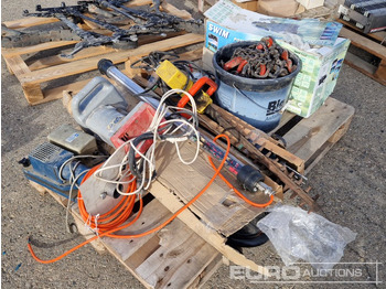 Construction equipment Pallet of Water Pump, Chains, Chainsaw, Electric Saw, Trailer Lights: picture 2
