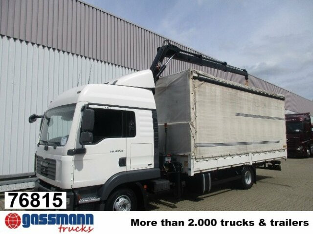 MAN TGL 12.240BL 4x2, mit Kran Hiab 088 mit Funk - Curtainsider truck, Crane truck: picture 1 MAN TGL 12.240BL 4x2, mit Kran Hiab 088 mit Funk - Curtainsider truck, Crane truck: picture 1