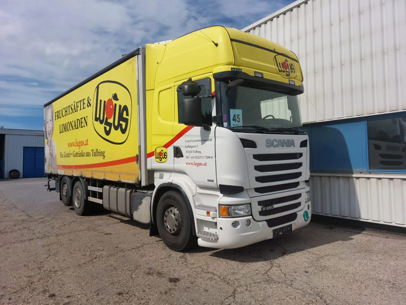 Scania R450 Topline 6x2*4 - Special alu curtains - 2.000 KG loadlift - Retarder - Full air - 4.90 WB - Curtainsider truck: picture 1 Scania R450 Topline 6x2*4 - Special alu curtains - 2.000 KG loadlift - Retarder - Full air - 4.90 WB - Curtainsider truck: picture 1
