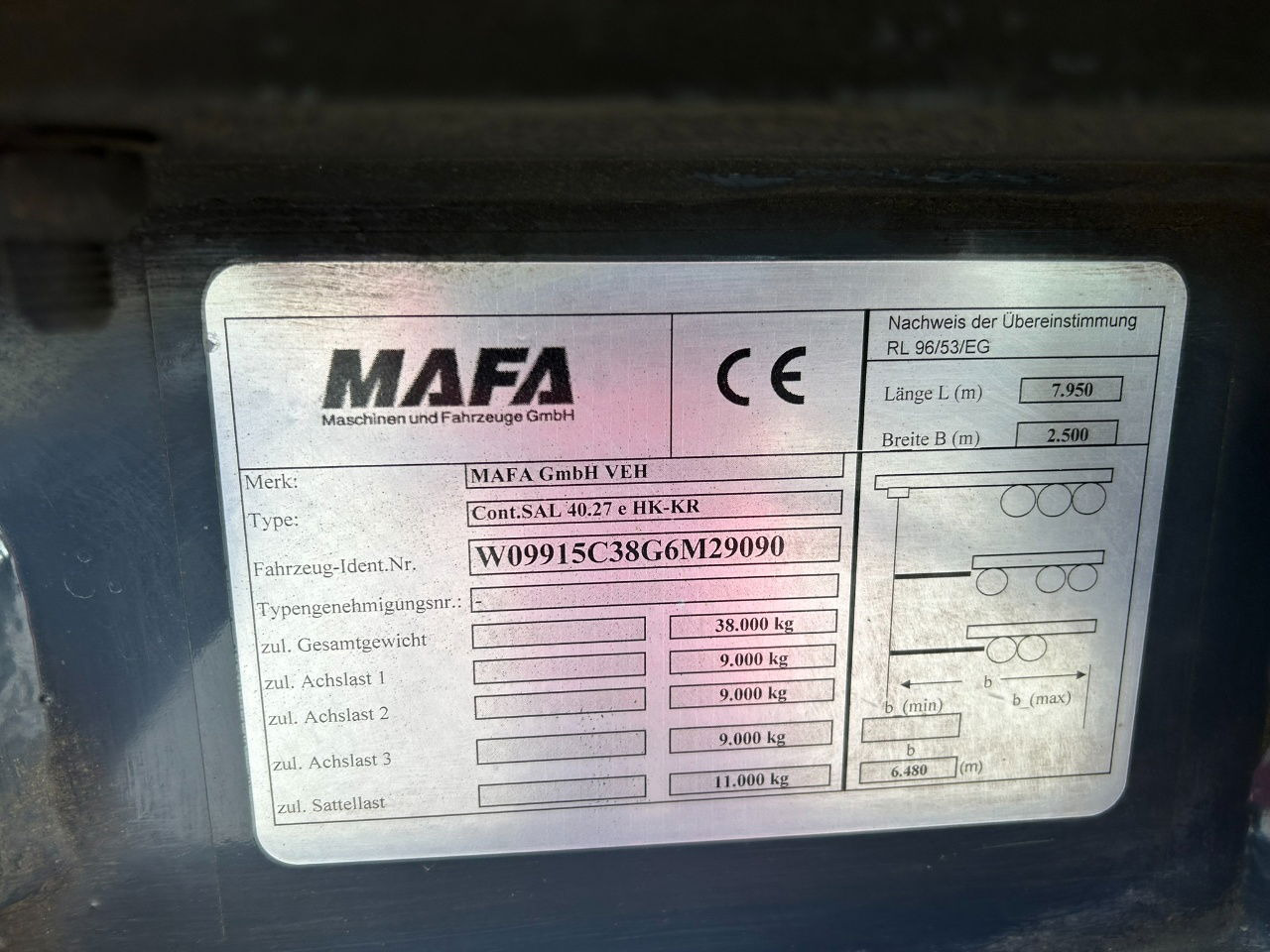 Container transporter/ Swap body semi-trailer Mafa 2 x in stock 20 ft tipping chassis / disc brakes / lifting axle / alcoa wheels: picture 6