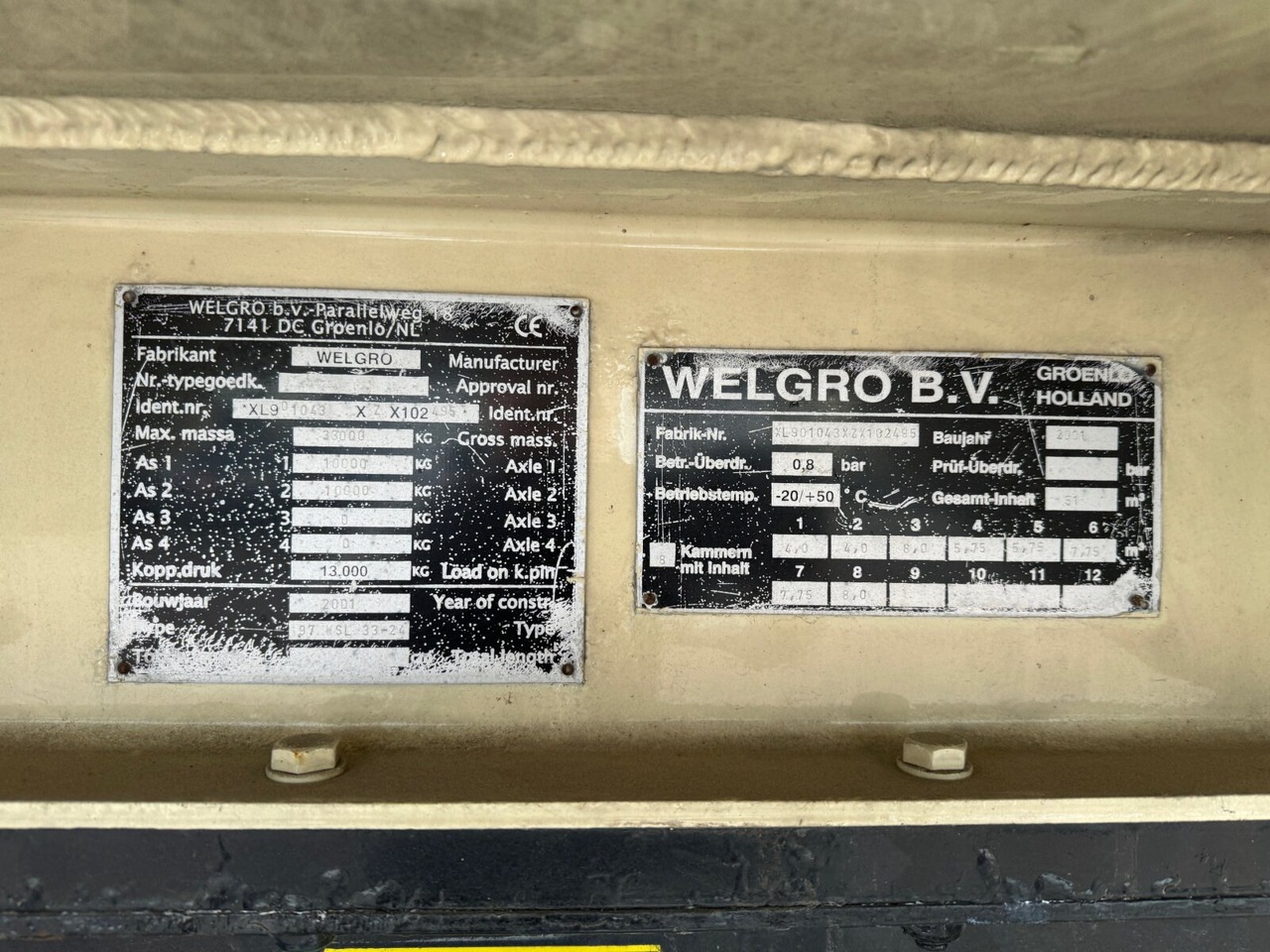 Silo semi-trailer 97WSL 33-24 Siloauflieger Welgro 97WSL 33-24 Siloauflieger, Lenkachse, 8 Kammern, ca. 51m³: picture 6 Silo semi-trailer 97WSL 33-24 Siloauflieger Welgro 97WSL 33-24 Siloauflieger, Lenkachse, 8 Kammern, ca. 51m³: picture 6