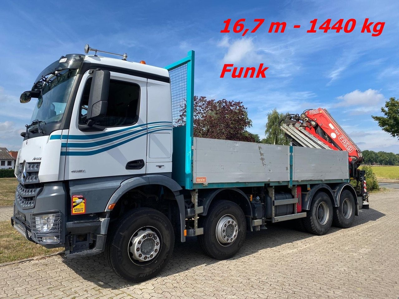 Mercedes-Benz Arocs 4151 K 8x4 Arocs 4151 K 8x4, Fassi Heckkran F 365 RA. 2.26 E Dynamic Funk - Crane truck, Dropside/ Flatbed truck: picture 1 Mercedes-Benz Arocs 4151 K 8x4 Arocs 4151 K 8x4, Fassi Heckkran F 365 RA. 2.26 E Dynamic Funk - Crane truck, Dropside/ Flatbed truck: picture 1