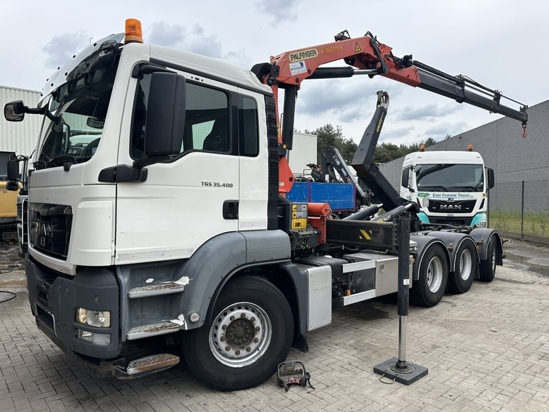 MAN TGS 35.400 8x4 TRIDEM HOOKLIFT T22 + CRANE PALFINGER PK 18001 EH + RADIO - EURO 5 - LIFT/STEERING AXLE - BE TRUCK - Hook lift truck, Crane truck: picture 1 MAN TGS 35.400 8x4 TRIDEM HOOKLIFT T22 + CRANE PALFINGER PK 18001 EH + RADIO - EURO 5 - LIFT/STEERING AXLE - BE TRUCK - Hook lift truck, Crane truck: picture 1