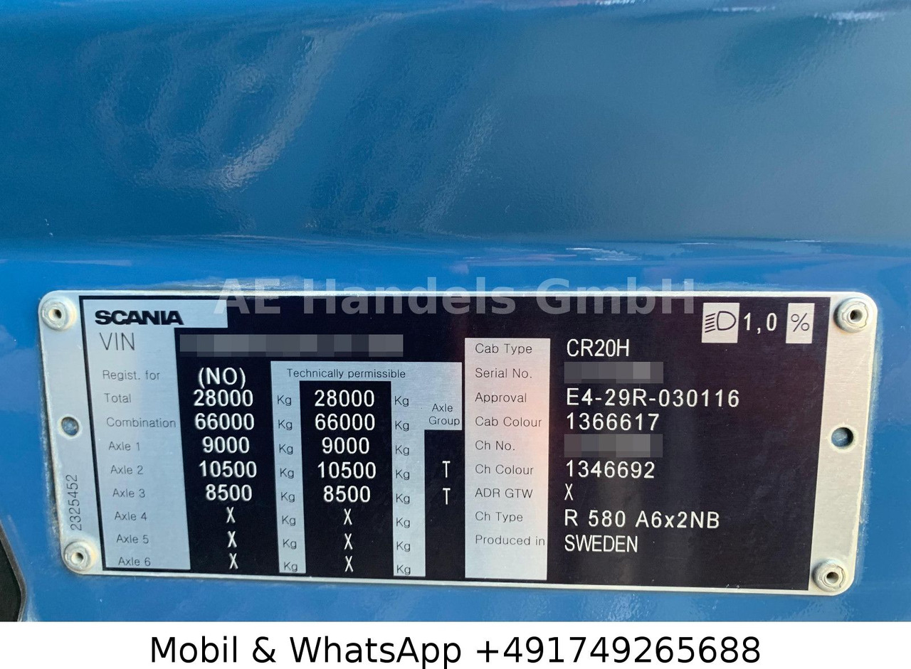 Tractor unit Scania R580 V8 HighLine 6x2*Retarder/Hydr/66To/Lift/ACC: picture 7 Tractor unit Scania R580 V8 HighLine 6x2*Retarder/Hydr/66To/Lift/ACC: picture 7