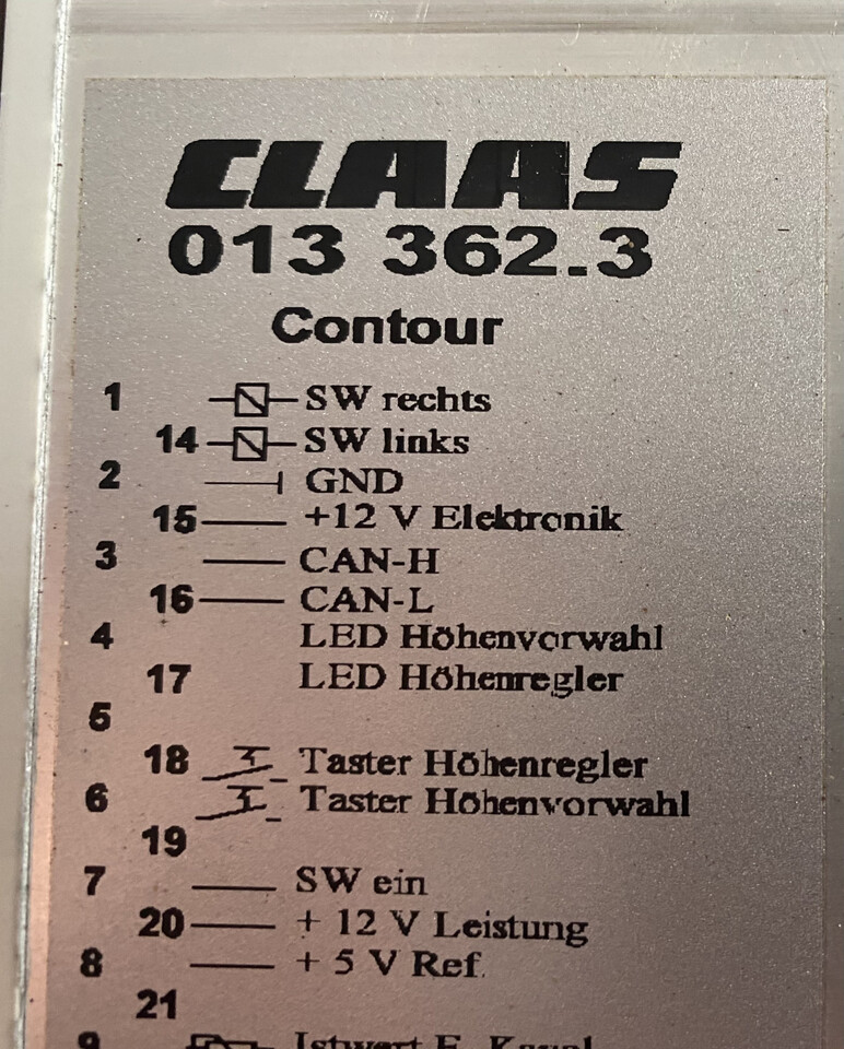 Claas Contour Moduł 013 362.3 - ECU for Agricultural machinery: picture 1 Claas Contour Moduł 013 362.3 - ECU for Agricultural machinery: picture 1