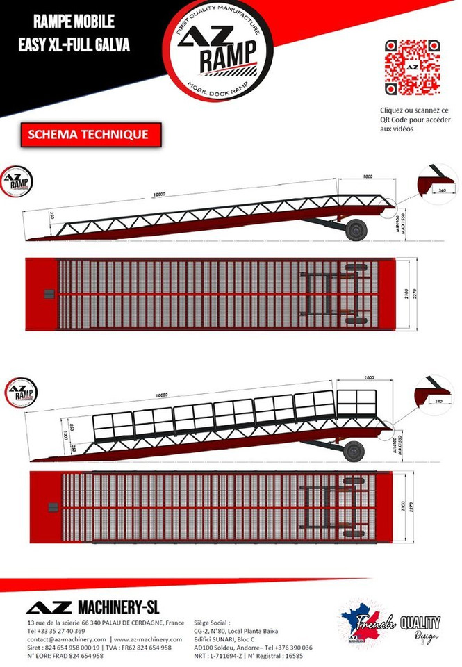 New Loading ramp AZ RAMP-EASY XL-12 FULL GALVA. WIDE Mobil Galvanizate Loading Ramp With Level Off, 12 t Capacity: picture 8