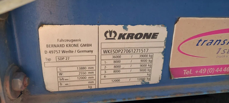 Curtainsider semi-trailer Krone 3 AXLE DRUM BRAKE CURTAIN TRAILER SDP 27: picture 6
