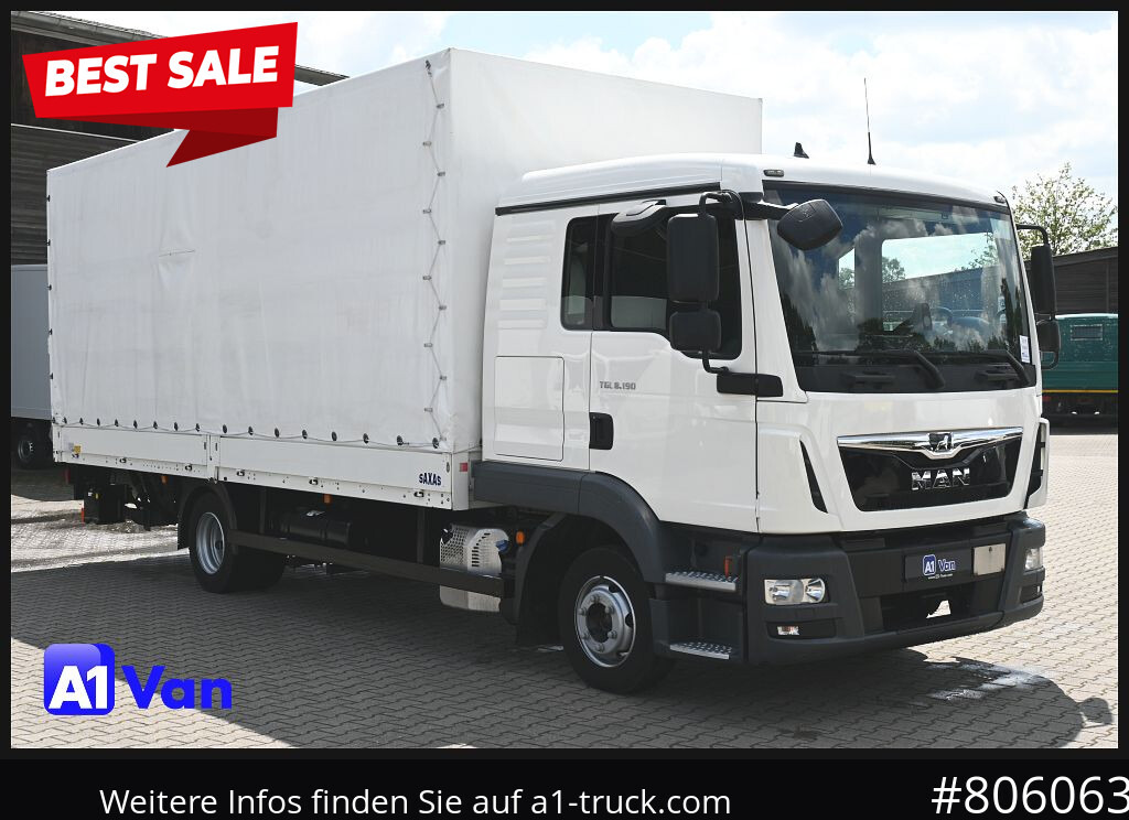 MAN TGL 8.190 4x2 BL Pritsche Plane, LBW, Schlafkabine - Curtainsider truck: picture 1 MAN TGL 8.190 4x2 BL Pritsche Plane, LBW, Schlafkabine - Curtainsider truck: picture 1