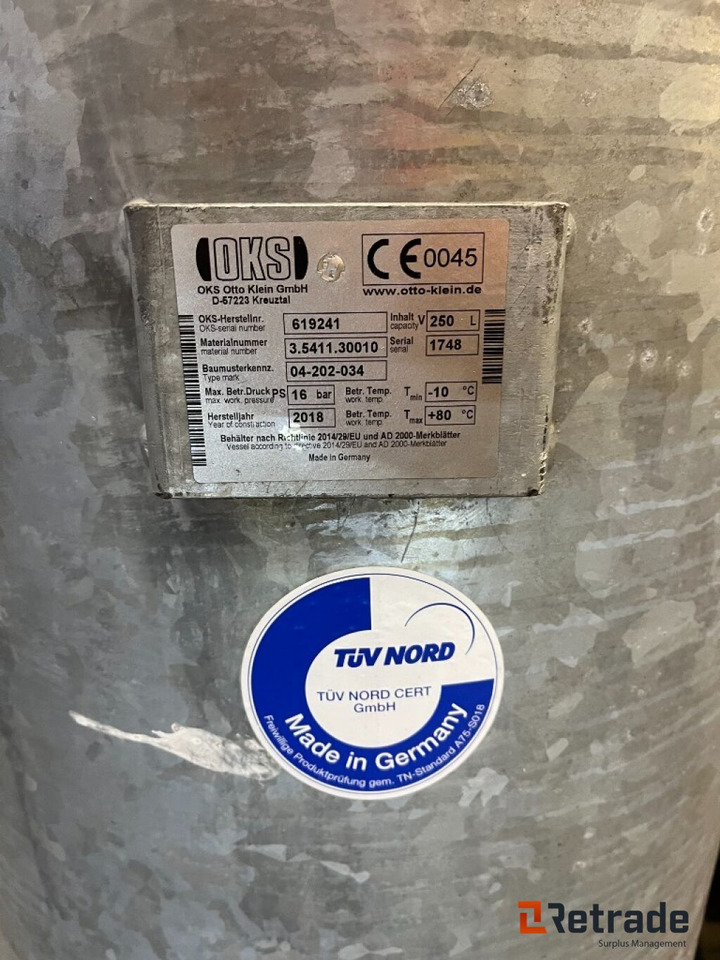 OKS Trykklufts tank 250L - 2018 - Industrial equipment: picture 2 OKS Trykklufts tank 250L - 2018 - Industrial equipment: picture 2