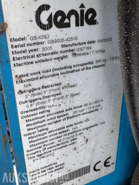 2005 Genie 4390 SAKSLIFT - 3878 Timer - Aerial platform: picture 5 2005 Genie 4390 SAKSLIFT - 3878 Timer - Aerial platform: picture 5