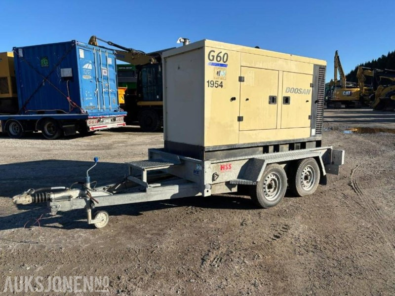 2014 Doosan G60 strømaggregat 60 kVA med 2 akslet henger - Construction equipment: picture 1 2014 Doosan G60 strømaggregat 60 kVA med 2 akslet henger - Construction equipment: picture 1