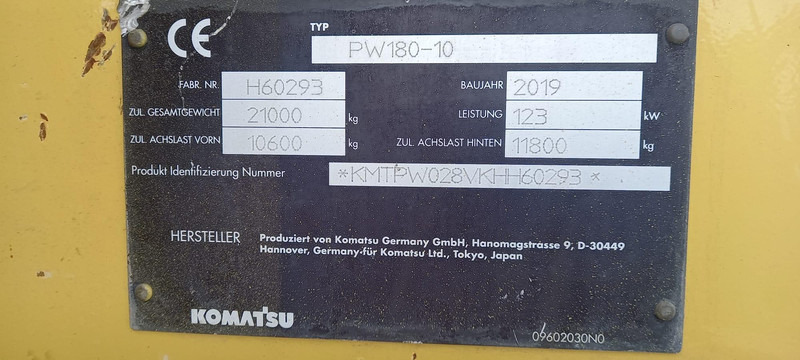 Wheel excavator Komatsu PW180-10: picture 19