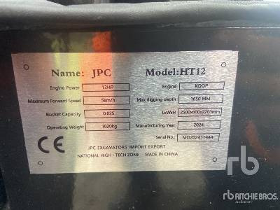 JPC HT12 (Unused) - Mini excavator: picture 2 JPC HT12 (Unused) - Mini excavator: picture 2