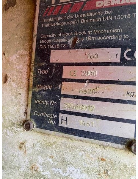 Terex Demag 160t hook block 5-sheave CC2800 / TC2800 - Loader crane for Construction machinery: picture 5 Terex Demag 160t hook block 5-sheave CC2800 / TC2800 - Loader crane for Construction machinery: picture 5