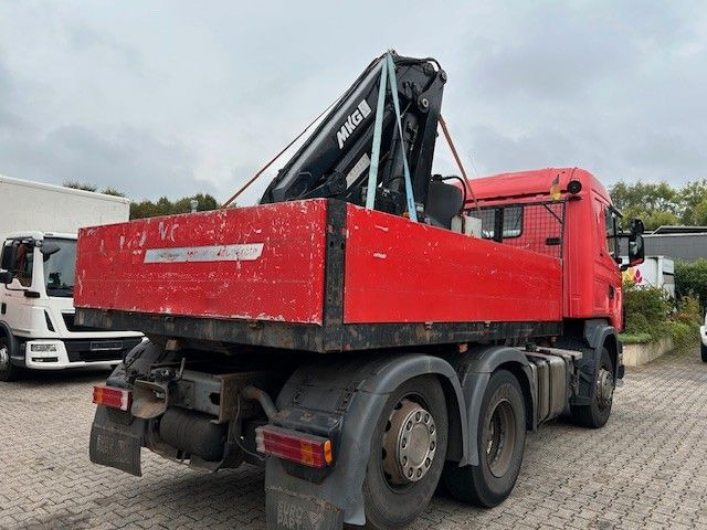 Dropside/ Flatbed truck, Crane truck Scania 124 L 470 Pritsche + MKG HLK 201 HP 6x2: picture 6