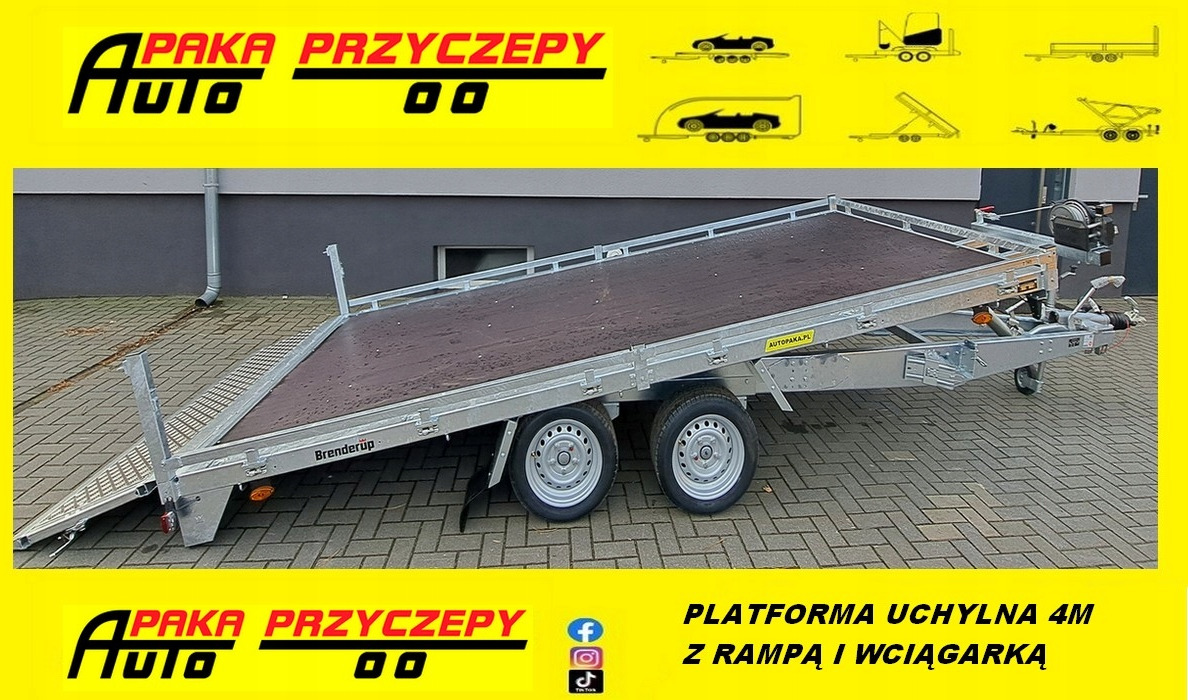 PRZYCZEPA PLATFORMA 408 CM, UCHYŁOWA Z WCIĄGARKĄ, DMC 3500 KG / PLATFORM TRAILER 408 CM, TIPPING WITH WINCH, DMC 3500 KG - Dropside/ Flatbed trailer: picture 1 PRZYCZEPA PLATFORMA 408 CM, UCHYŁOWA Z WCIĄGARKĄ, DMC 3500 KG / PLATFORM TRAILER 408 CM, TIPPING WITH WINCH, DMC 3500 KG - Dropside/ Flatbed trailer: picture 1