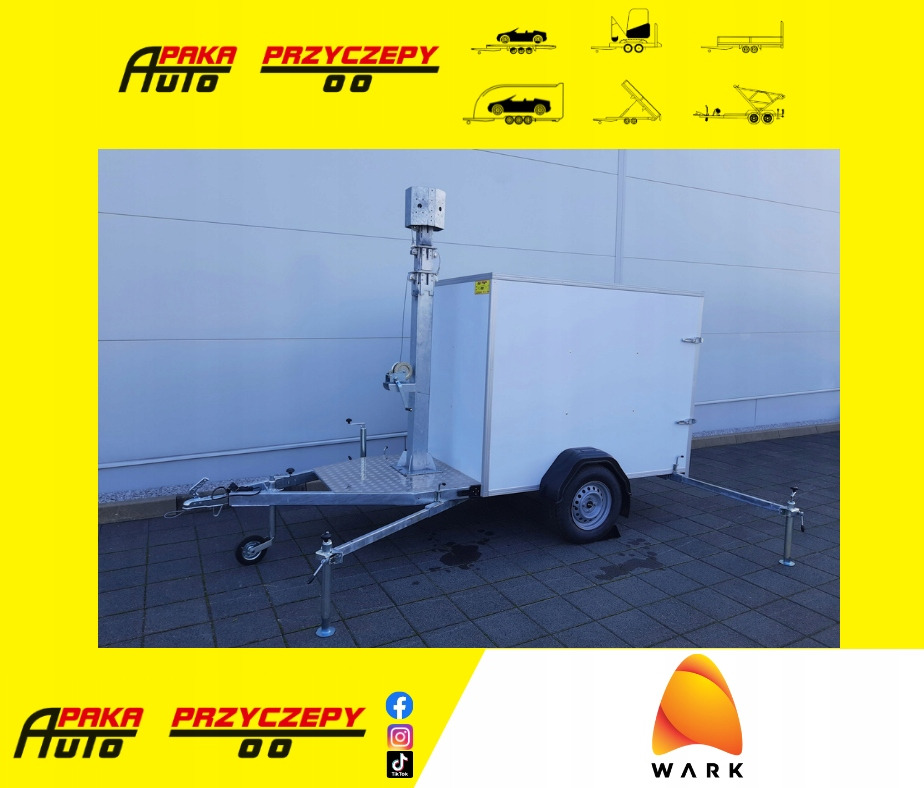 PRZYCZEPA Z MASZTEM TELESKOPOWYM DO MONITORINGU / TRAILER WITH TELESCOPIC MAST FOR MONITORING - Closed box trailer: picture 1 PRZYCZEPA Z MASZTEM TELESKOPOWYM DO MONITORINGU / TRAILER WITH TELESCOPIC MAST FOR MONITORING - Closed box trailer: picture 1