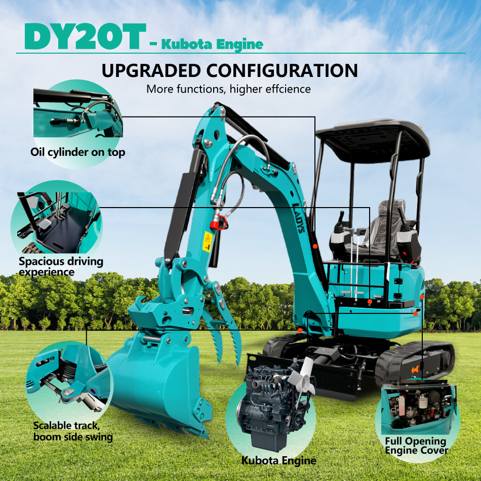 LADYS DY20T Mini Excavator Euro 5/Epa Engine Kubota Mini Excavator For Sale - Mini excavator: picture 3 LADYS DY20T Mini Excavator Euro 5/Epa Engine Kubota Mini Excavator For Sale - Mini excavator: picture 3