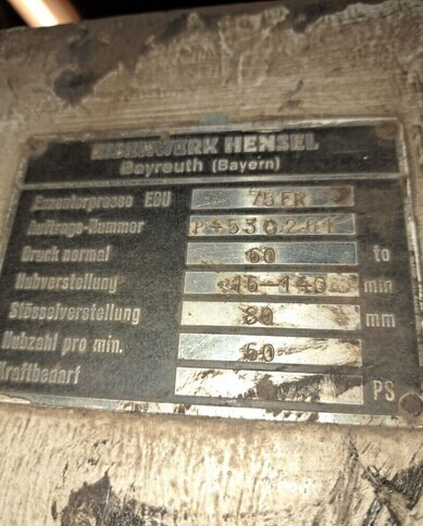 Epäkeskopuristin 60 tn Eisenwerk Hensel - Metalworking machinery: picture 5 Epäkeskopuristin 60 tn Eisenwerk Hensel - Metalworking machinery: picture 5