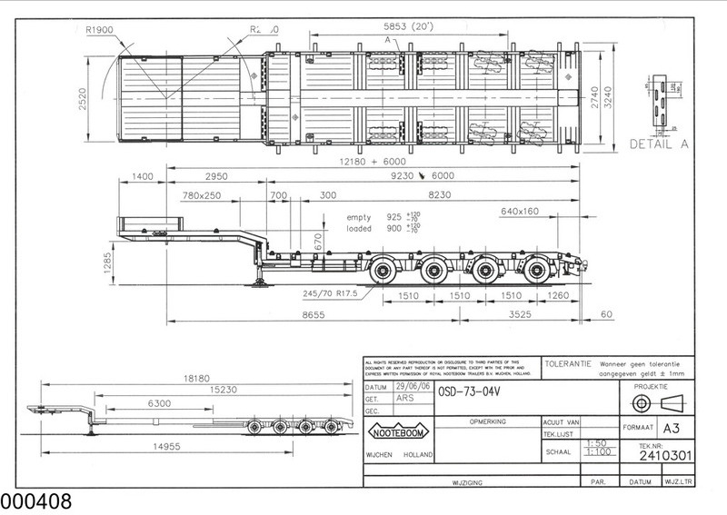 Nooteboom Lowbed 19.58 Meter, Extendable, Twistlocks, 82.750 KG - Low loader semi-trailer: picture 2 Nooteboom Lowbed 19.58 Meter, Extendable, Twistlocks, 82.750 KG - Low loader semi-trailer: picture 2