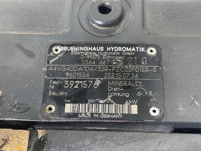Hydraulics for Construction machinery Komatsu WA80-Rexroth A4VG40DA1D4/32R-Drive pump/Fahrpumpe: picture 9