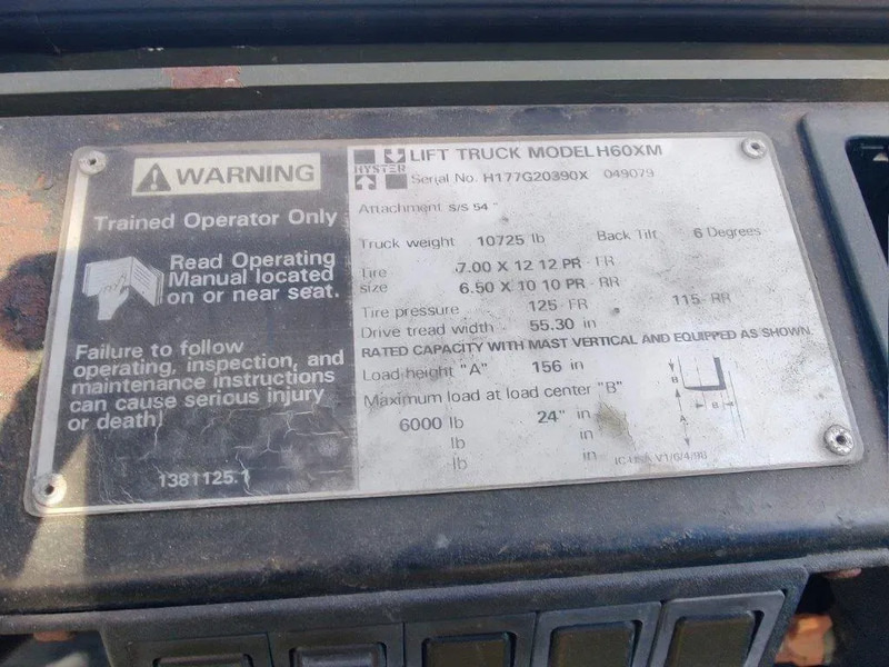 Forklift Hyster Forklift free lift / triple / side shift H60XM: picture 11