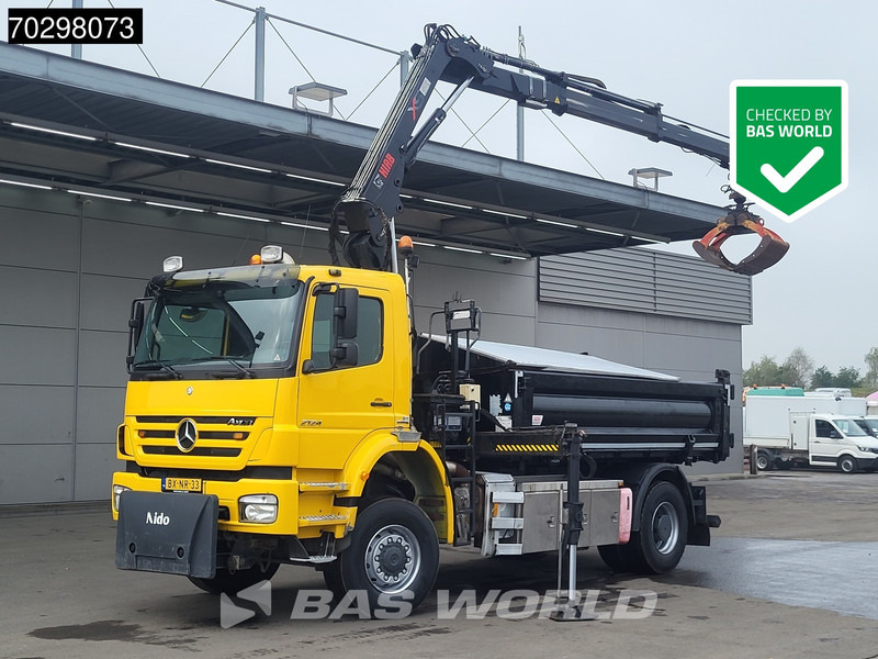 Mercedes-Benz Axor 2124 Axor 4X4 8m3 Tipper HIAB 122 B-2 HIDUO Crane Steel suspension Automatic Big-Axle Euro 5 - Tipper, Crane truck: picture 1 Mercedes-Benz Axor 2124 Axor 4X4 8m3 Tipper HIAB 122 B-2 HIDUO Crane Steel suspension Automatic Big-Axle Euro 5 - Tipper, Crane truck: picture 1
