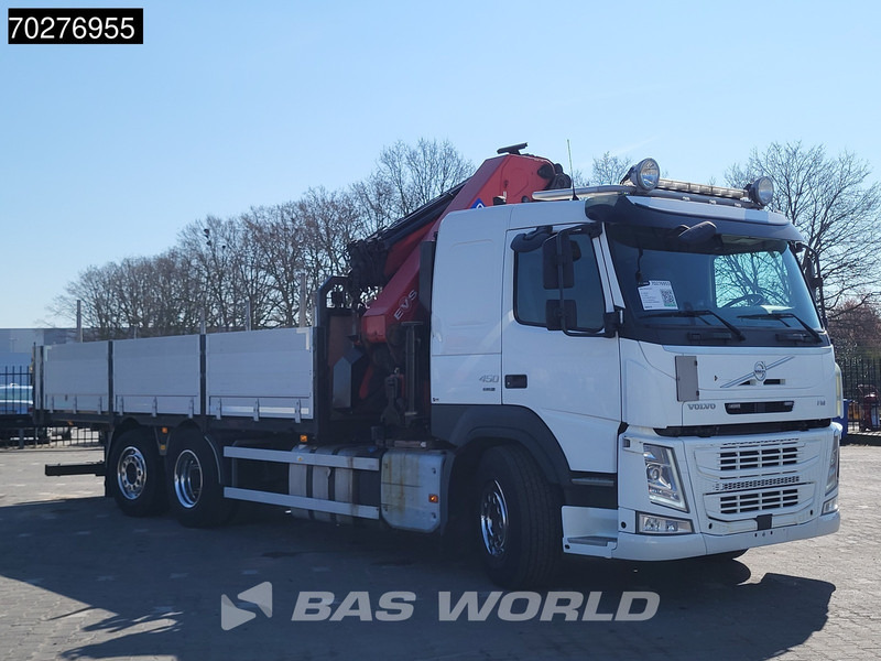 Dropside/ Flatbed truck, Crane truck Volvo FM 450 6X2 HMF3220 K5 + Jib K5 Crane Kran Lift-Steering Axle VEB+ Automatic: picture 15