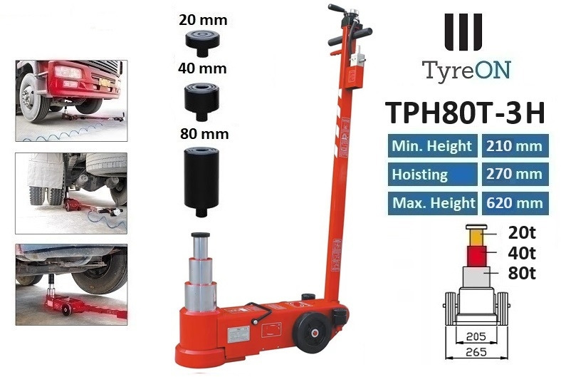 TPH80T-3H Air hydraulic jack 80 Tons - Minimum height 21 cm - Workshop equipment: picture 1 TPH80T-3H Air hydraulic jack 80 Tons - Minimum height 21 cm - Workshop equipment: picture 1