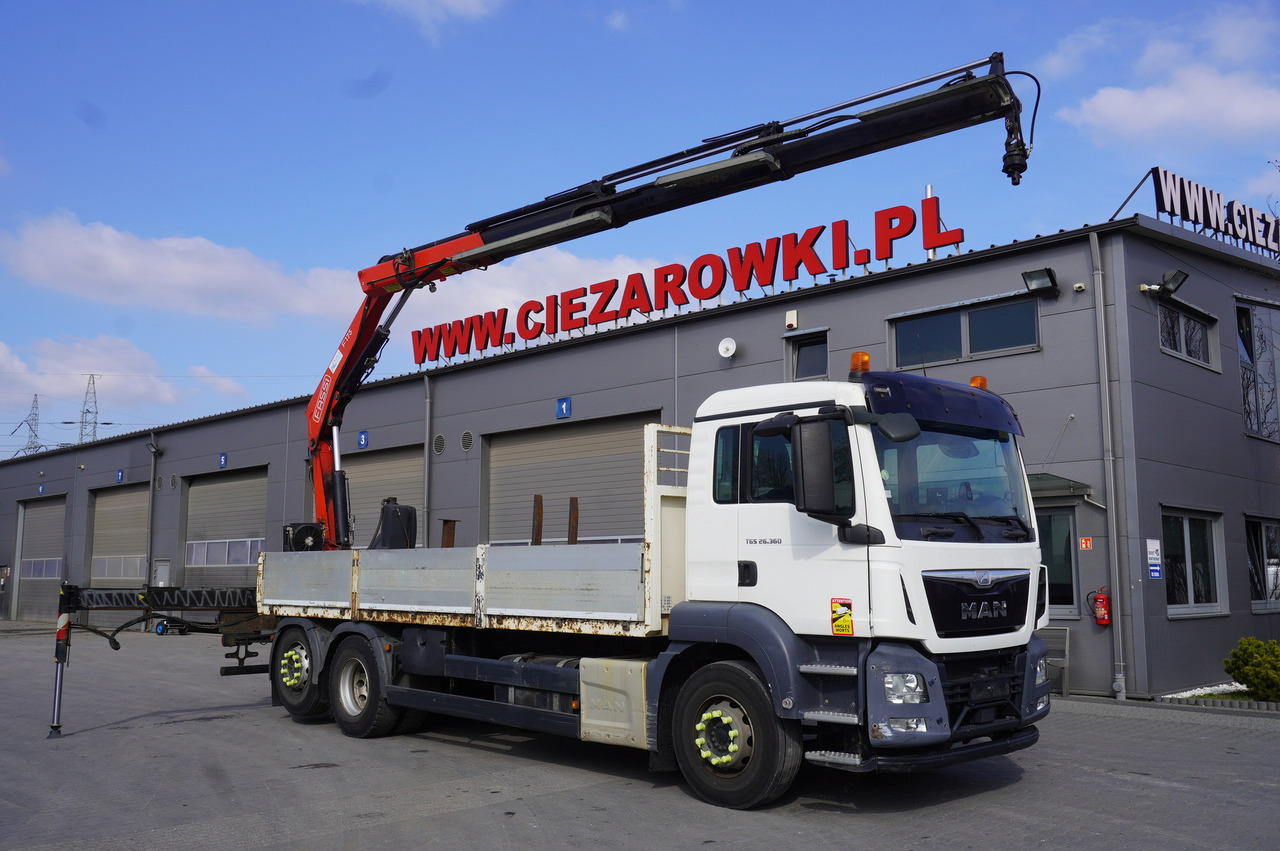 MAN TGS 26.360 Flatbed / Fassi F175 7.7 T / steered 3rd axle - Crane truck: picture 1 MAN TGS 26.360 Flatbed / Fassi F175 7.7 T / steered 3rd axle - Crane truck: picture 1