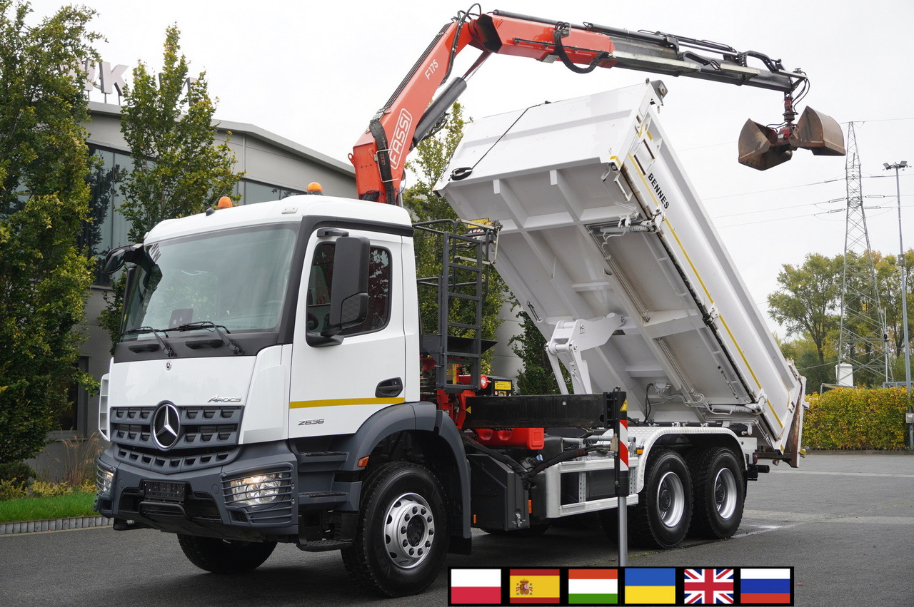 MERCEDES-BENZ Arocs 2636 6x4 / Fassi F175 / 7.7 t / 10 m / 2-side tipper / Bortmatic - Tipper, Crane truck: picture 1 MERCEDES-BENZ Arocs 2636 6x4 / Fassi F175 / 7.7 t / 10 m / 2-side tipper / Bortmatic - Tipper, Crane truck: picture 1