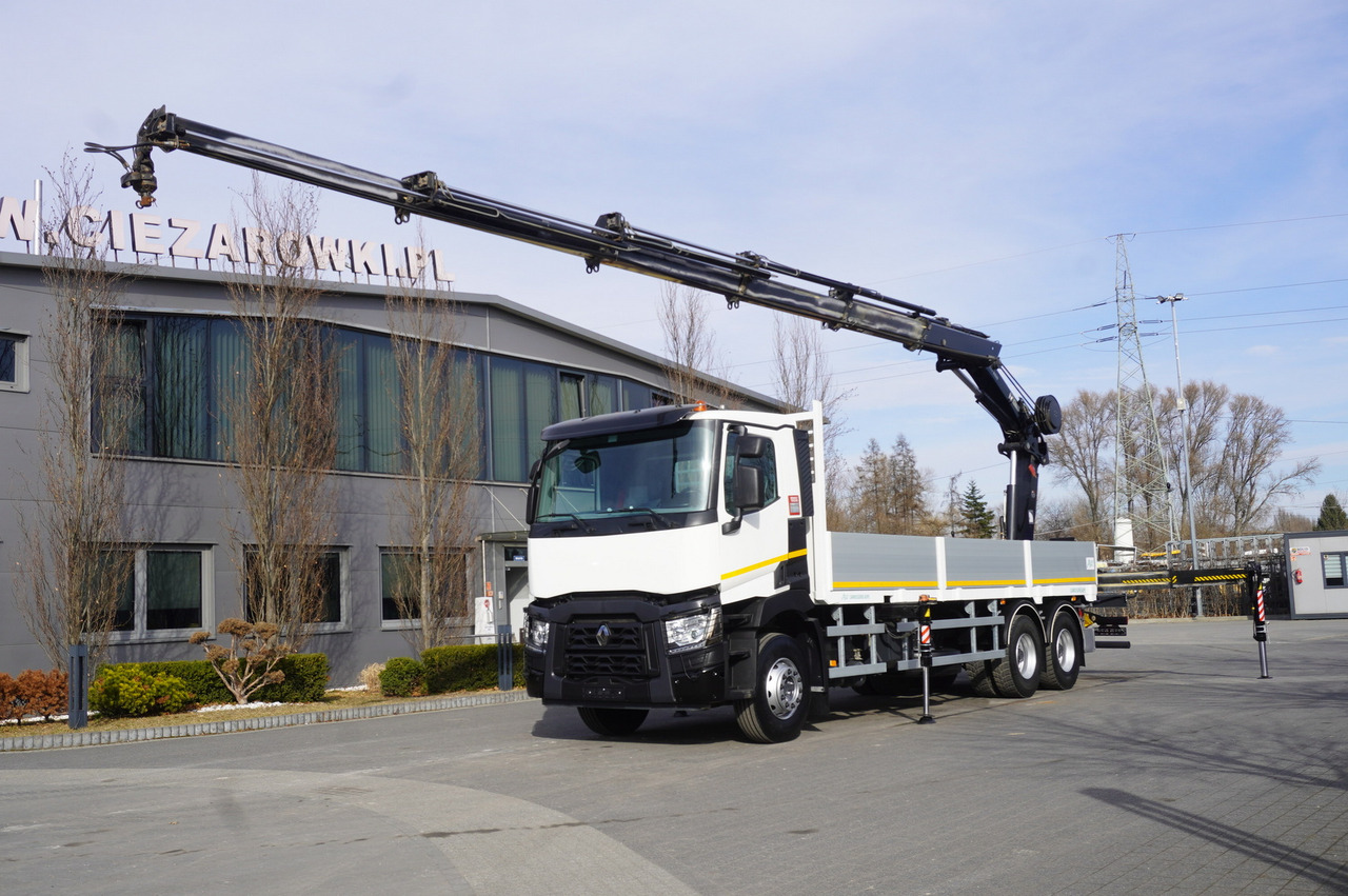 RENAULT C430 / HIAB 244 EP-5 HIDUO crane 8400 kg 15 m / Platform with stanchions - Crane truck: picture 1 RENAULT C430 / HIAB 244 EP-5 HIDUO crane 8400 kg 15 m / Platform with stanchions - Crane truck: picture 1