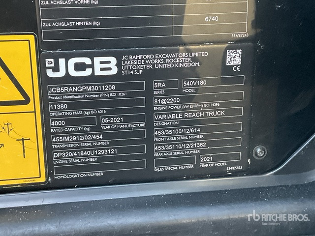 2021 JCB 540-180 Hi-Viz Telehandler - Telescopic handler: picture 4 2021 JCB 540-180 Hi-Viz Telehandler - Telescopic handler: picture 4