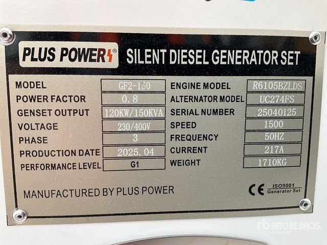 2025 Plus Power GF2-150 150 kVA (Unused) Generator Set - Generator set: picture 1 2025 Plus Power GF2-150 150 kVA (Unused) Generator Set - Generator set: picture 1
